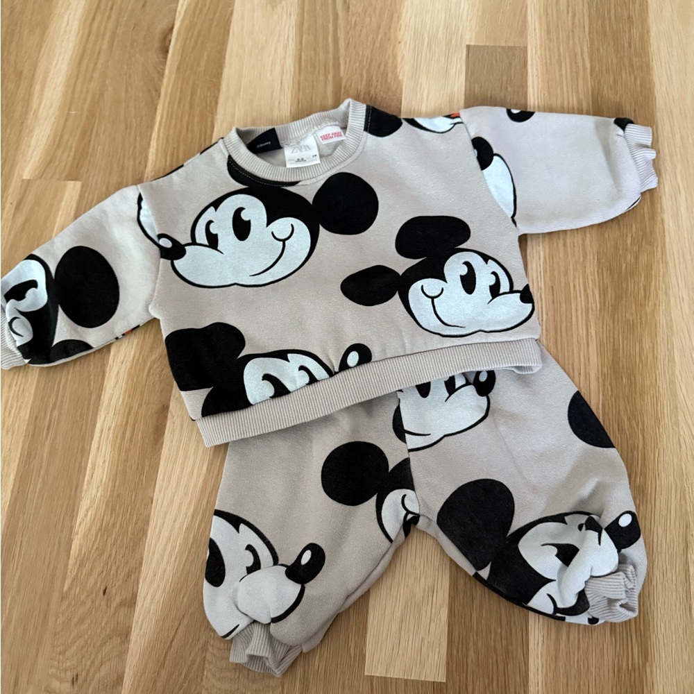 Zara Kids Mickey Mouse Set - Black and Cream